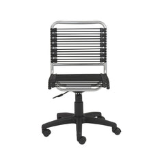 35" Chrome and Black Round Bungee Cord Low Back Office Chair