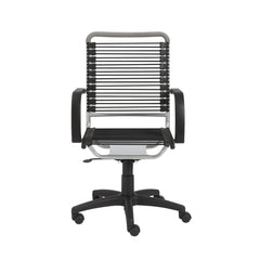 43" Chrome and Black Round Bungee High Back Office Chair