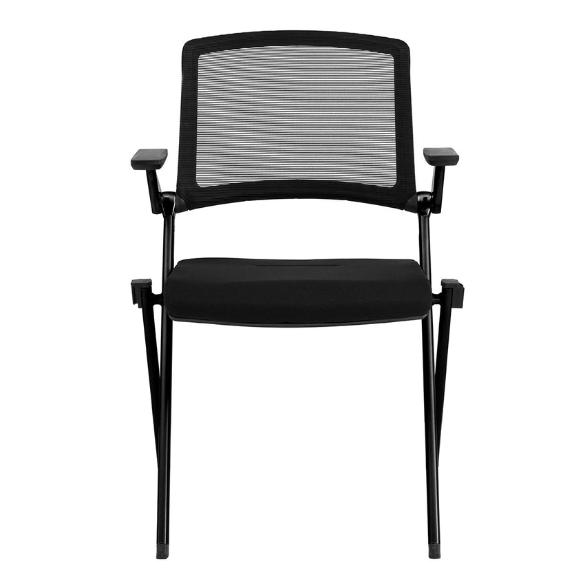 Set of Two Folding and Stacking Black Mesh Armchairs