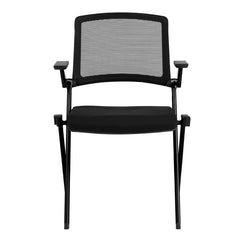 Set of Two Folding and Stacking Black Mesh Armchairs