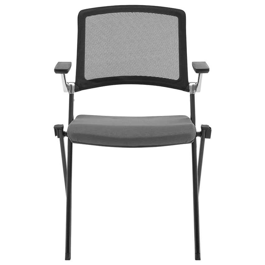 Set of Two Folding and Stacking Gray Mesh Armchairs