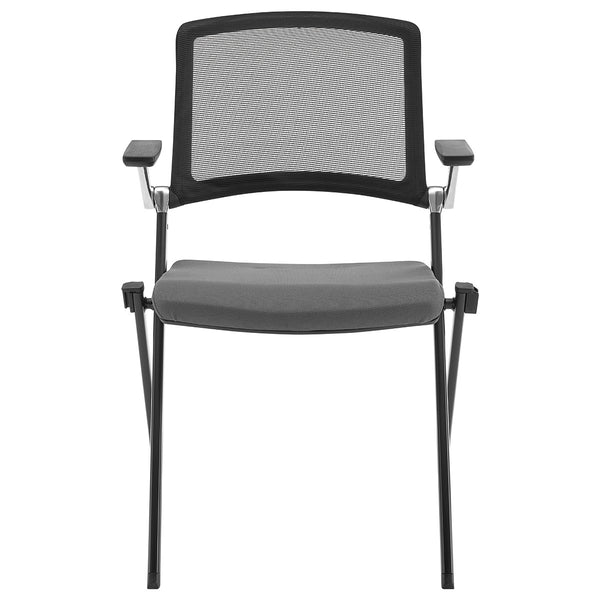 Set of Two Folding and Stacking Gray Mesh Armchairs