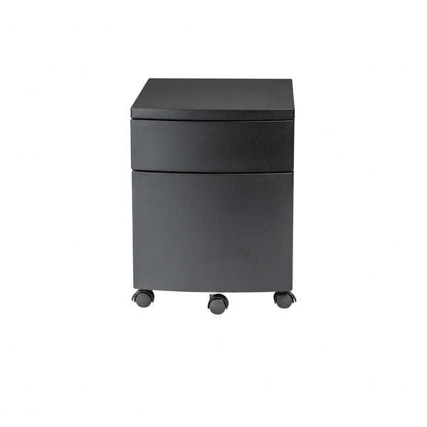 Black Two Drawer Rolling Filing Cabinet