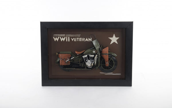 WWII Harley Motorcycle Wall Sculpture