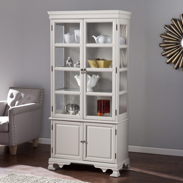 Modern Farmhouse Tall Gray Classic Curio Cabinet