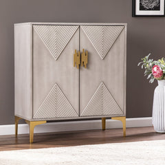 Graywash Textured Geo Contemporary Accent Cabinet