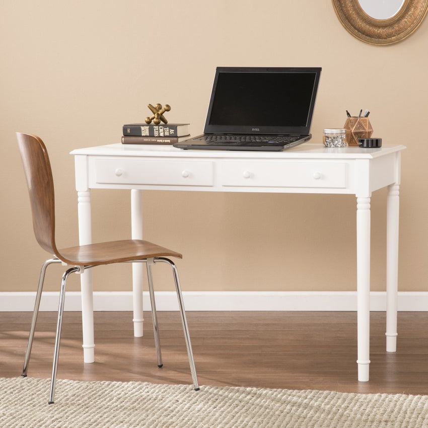 Crisp White Desk with Drawers