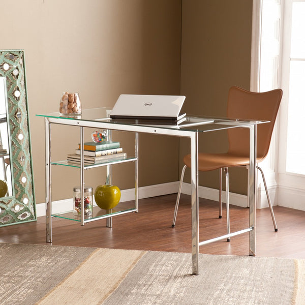 Chrome and Glass Writing Desk