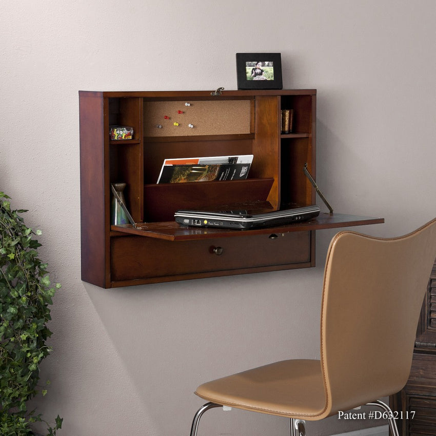 Brown Wall Mount Folding Desk