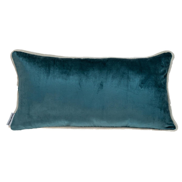 Reversible Gray and  Teal Lumbar Velvet Throw Pillow