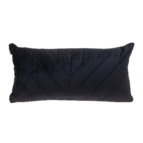 Quilted Velvet Arrows Black Decorative Lumbar Pillow