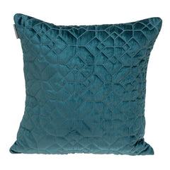 Teal Quilted Velvet Geo Decorative Throw Pillow