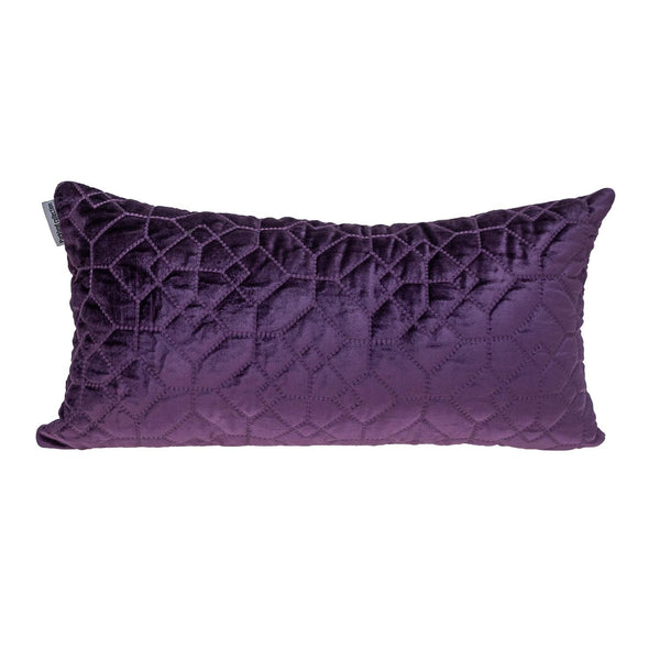 Purple Quilted Velvet Geo Lumbar Decorative Pillow