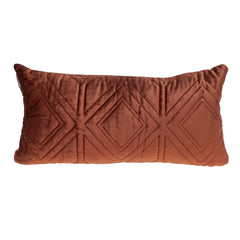 Burnt Orange Quilted Diamonds Velvet Lumbar Pillow