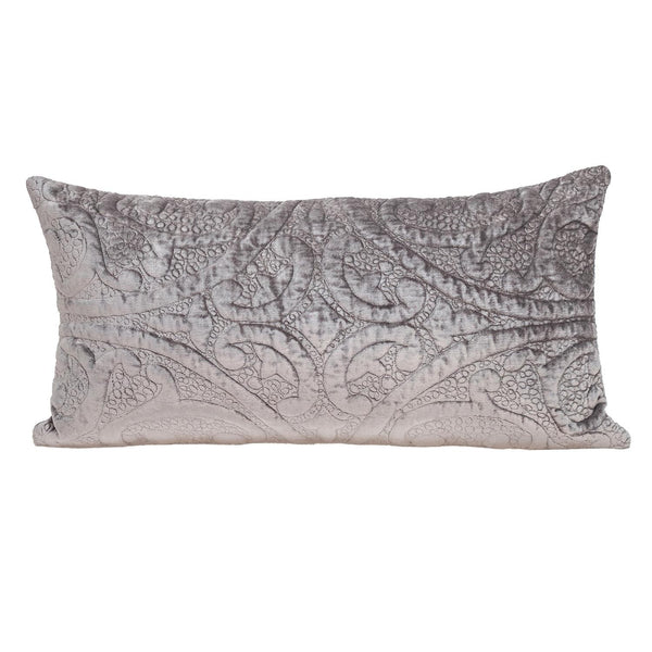 Taupe Quilted Velvet Lumbar Throw Pillow