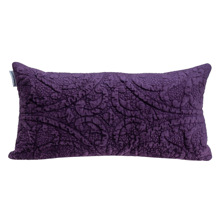 Purple Quilted Velvet Lumbar Throw Pillow