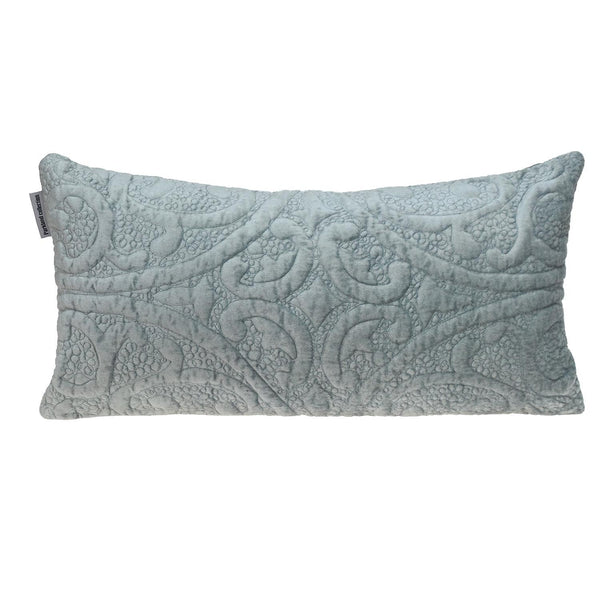 Gray Quilted Velvet Lumbar Throw Pillow