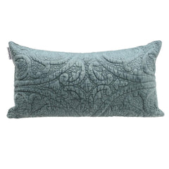 Seafoam Gray Quilted Velvet Lumbar Throw Pillow