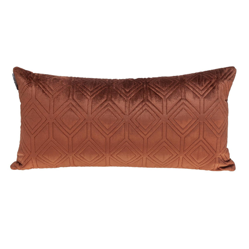 Tufted Diamonds Terra Cotta Velvet Lumbar Accent Pillow