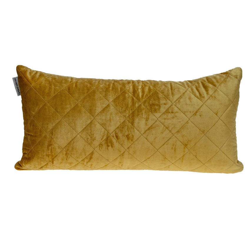 Tufted Diamond Yellow Ochre Transitional Lumbar Pillow