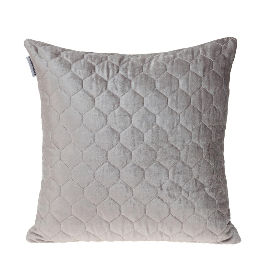 Taupe Tufted Velvet Quilted Throw Pillow