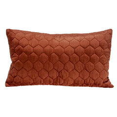 Burnt Orange Tufted Velvet Quilted Lumbar Throw Pillow