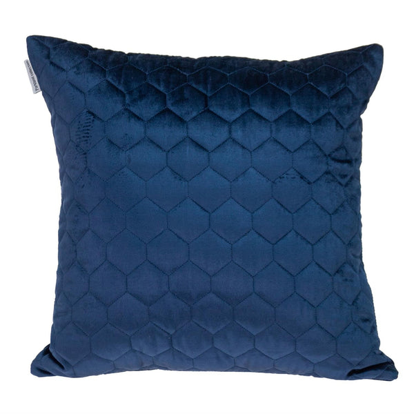 Navy Blue Tufted Velvet Quilted Throw Pillow