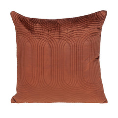 Quilted Velvet Burnt Orange Square Throw Pillow