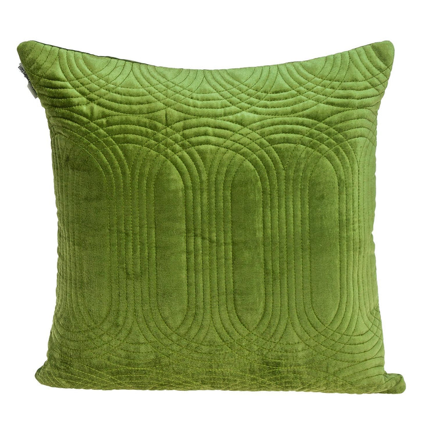 Quilted Velvet Olive Square Throw Pillow