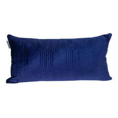 Quilted Velvet Blue Lumbar Throw Pillow