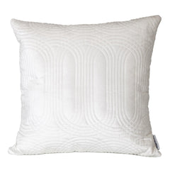 Quilted Velvet White Square Throw Pillow