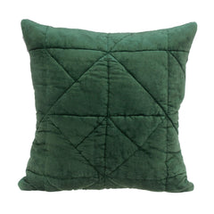 Green Chunky Geo Stitched Velvet Decorative Throw Pillow