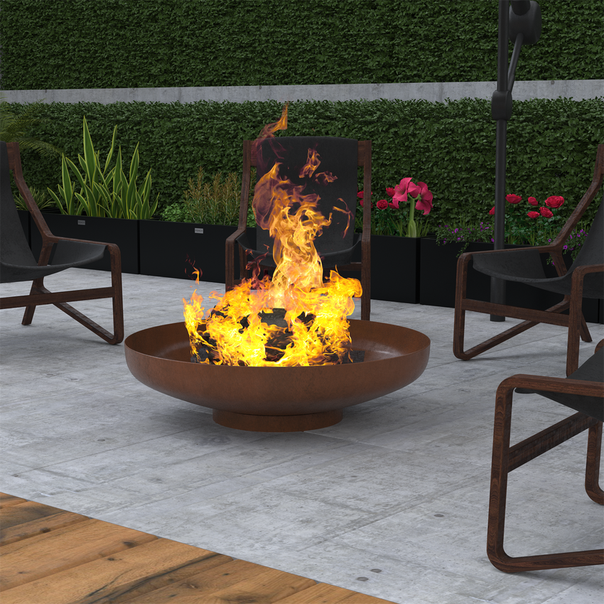 28' Minimalist Wood Burning Steel Firepit