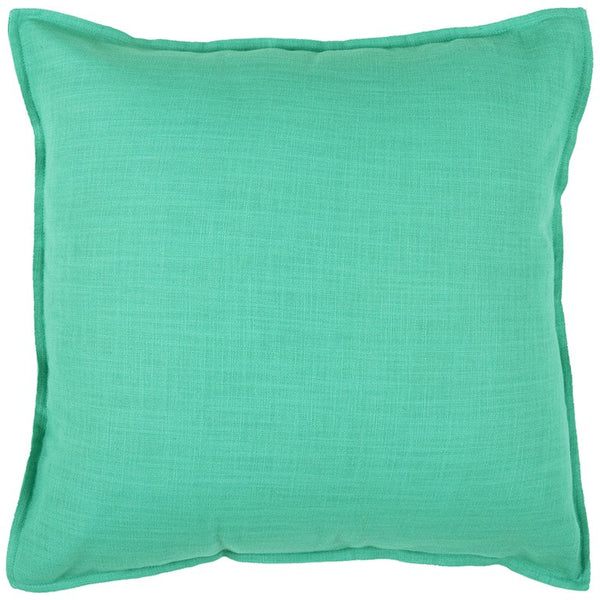 Aqua Solid Color Flange Edge Throw Pillow