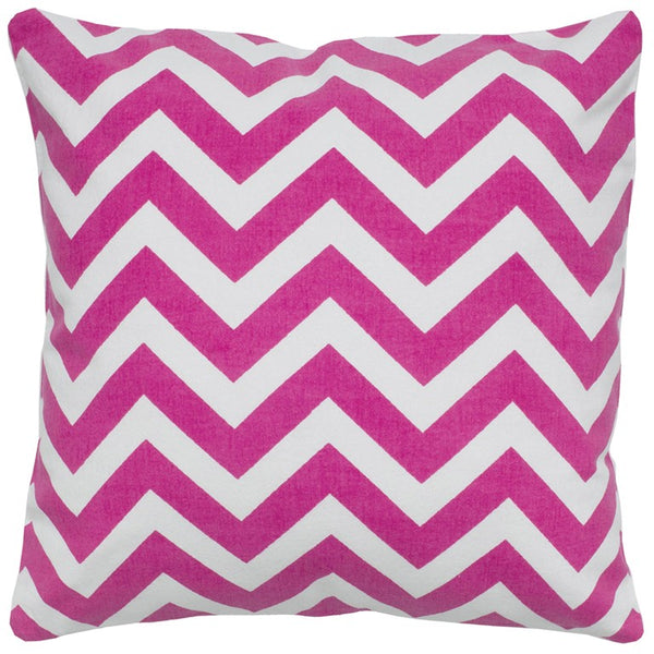 Hot Pink Ivory Chevron Down Filled Throw Pillow