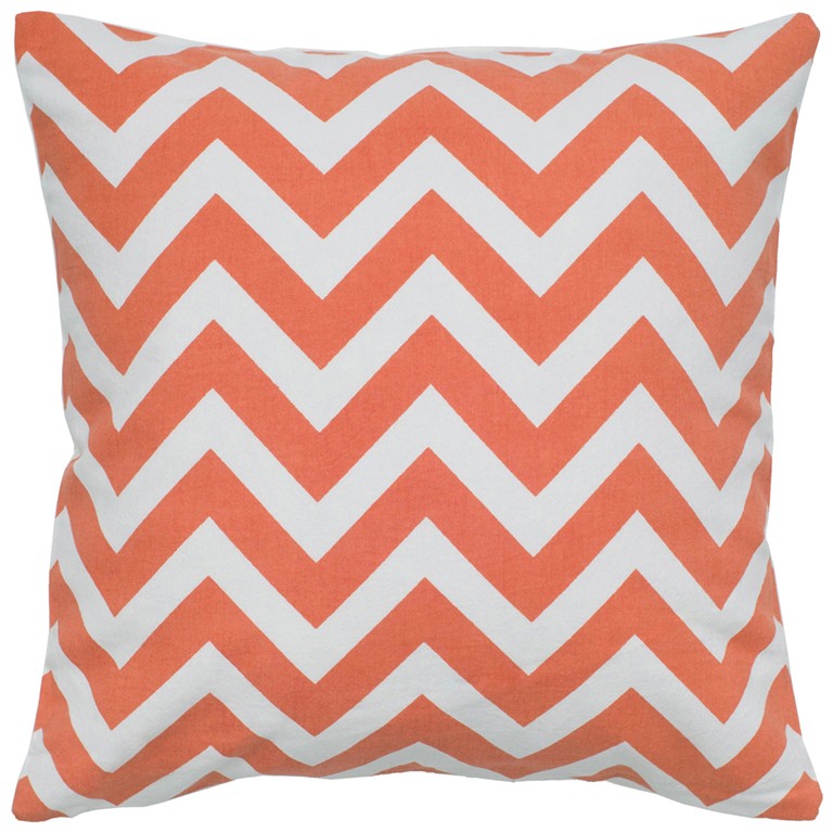 Orange Ivory Chevron Down Filled Throw Pillow