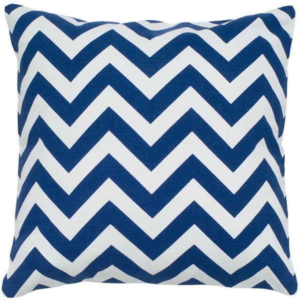 Navy Ivory Chevron Down Filled Throw Pillow