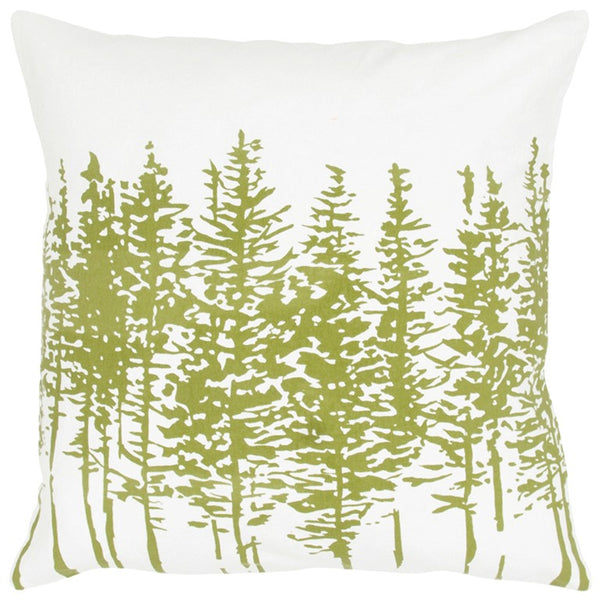 Green Ivory Grove of Trees Down Throw Pillow