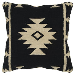 Black Beige Tribal Woven Down Filled Throw Pillow