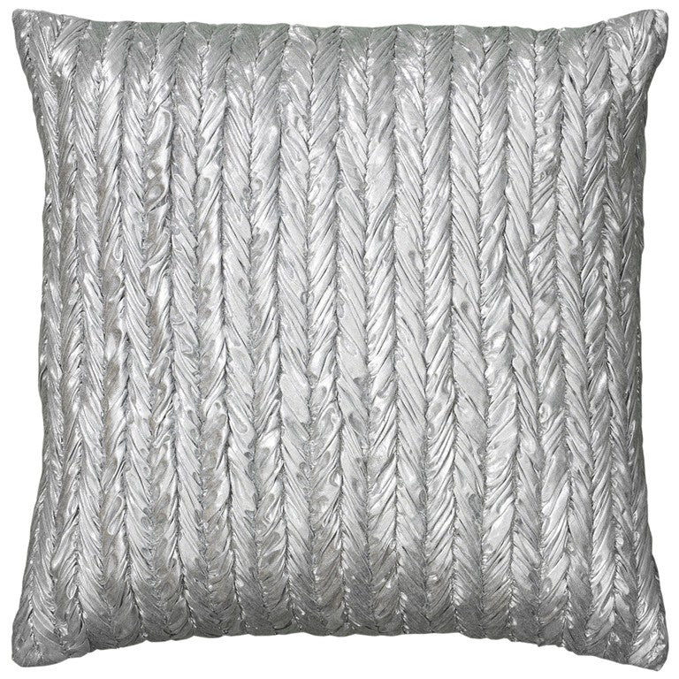 Silver Braided Stripe Down Filled Throw Pillow