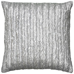 Silver Braided Stripe Down Filled Throw Pillow