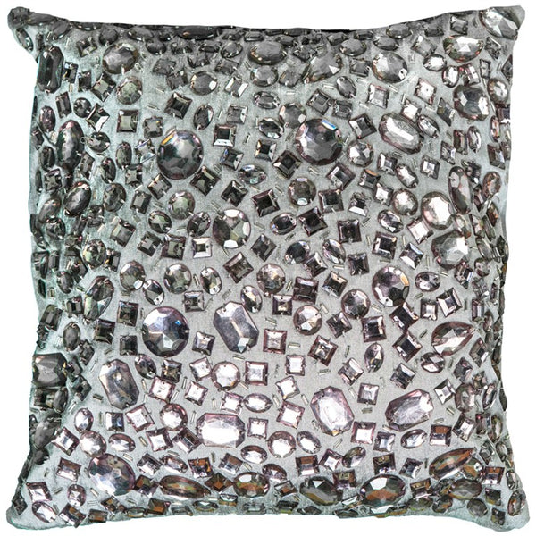 Silver Glam Faux Crystal Jewels Throw Pillow