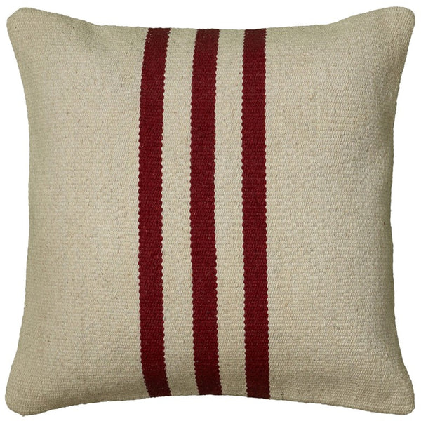 Khaki Red Center Stripe Down Filled Throw Pillow