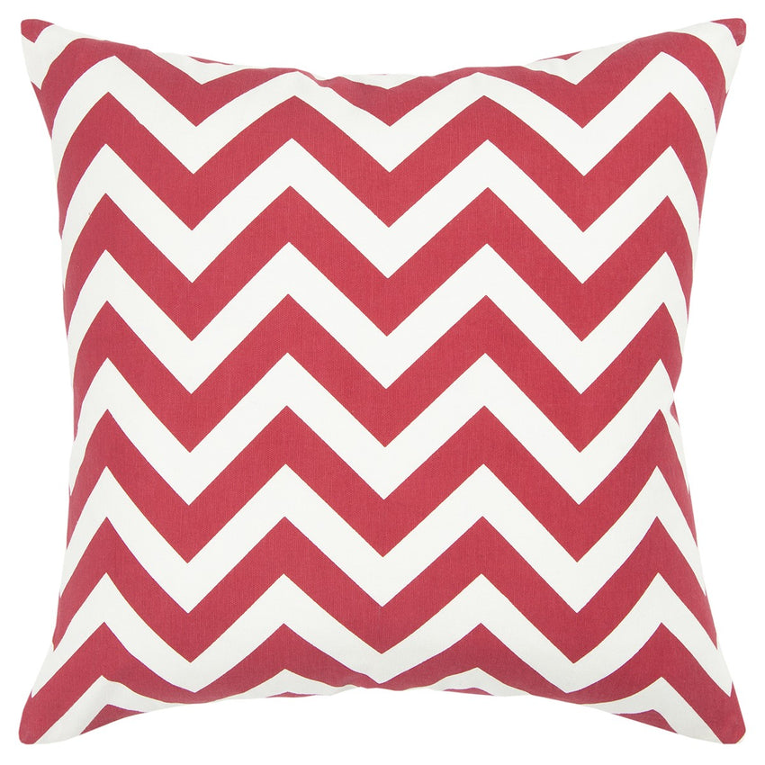 Red Ivory Chevron Down Filled Throw Pillow