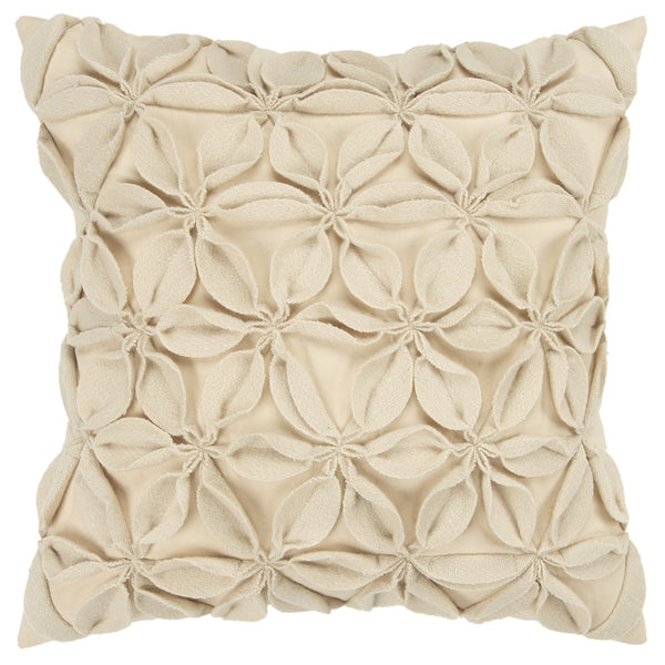 Cream Pinwheel Floral Petal Down Filled Throw Pillow