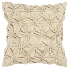 Cream Pinwheel Floral Petal Down Filled Throw Pillow