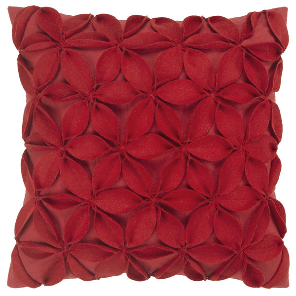 Red Pinwheel Floral Petal Down Throw Pillow