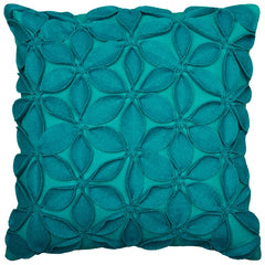 Teal Blue Pinwheel Floral Petal Down Throw Pillow