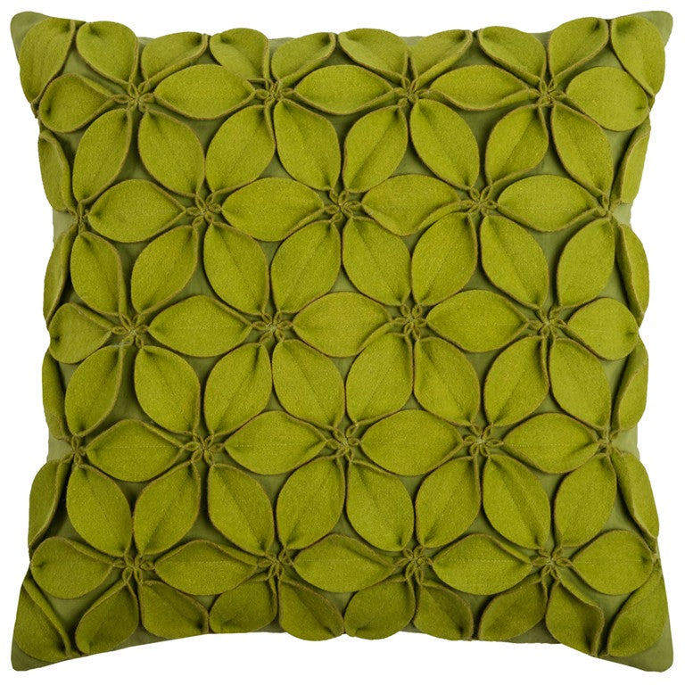 Lime Green Pinwheel Floral Petal Down Throw Pillow