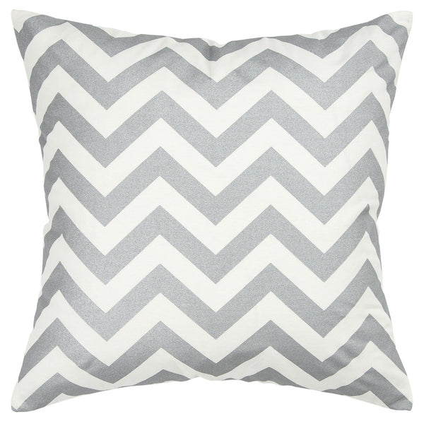 Silver Ivory Chevron Down Filled Throw Pillow